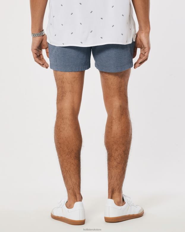 Bottoms Hollister Men Twill Jogger Shorts 5\\ 488201144 Navy Microstripe